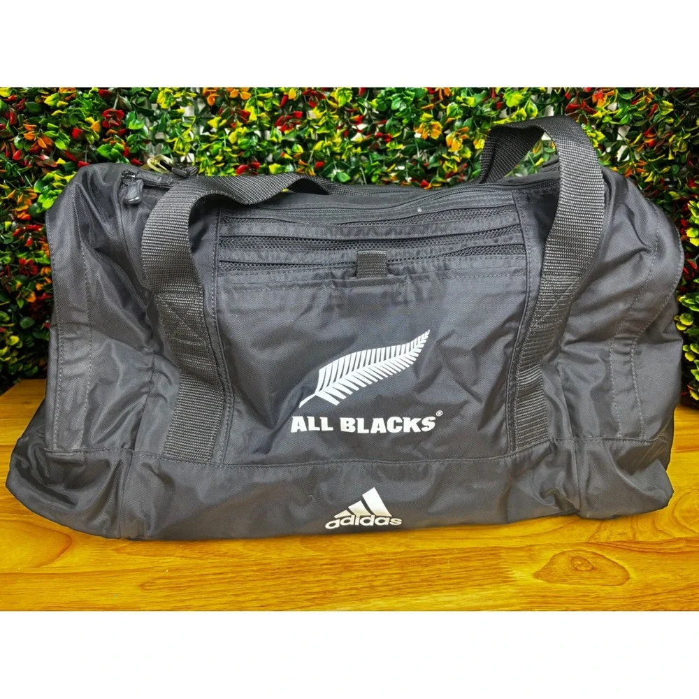 Adidas All Blacks New Zealand Rugby Duffel Bag Black Silver Fern Gym Travel Bag